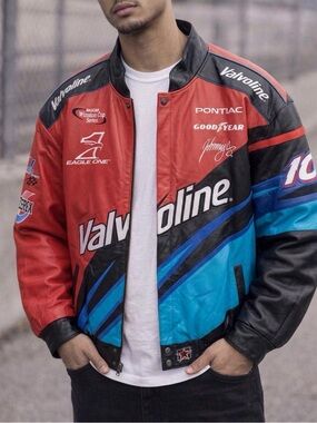 Men’s NASCAR Leather Jacket Johnny Benson, Jr number 10 Size 3xl country jacket